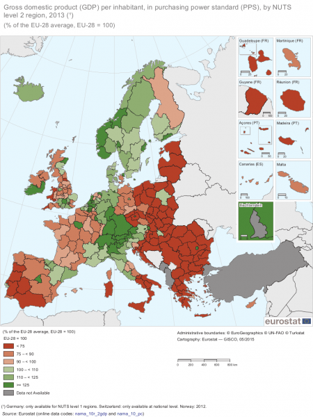 Por regiones. 2013. Eurostat 