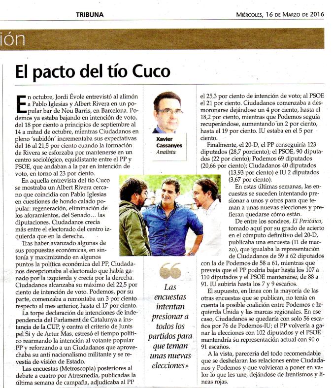 El pacto del Tío Cuco, 16.3.16